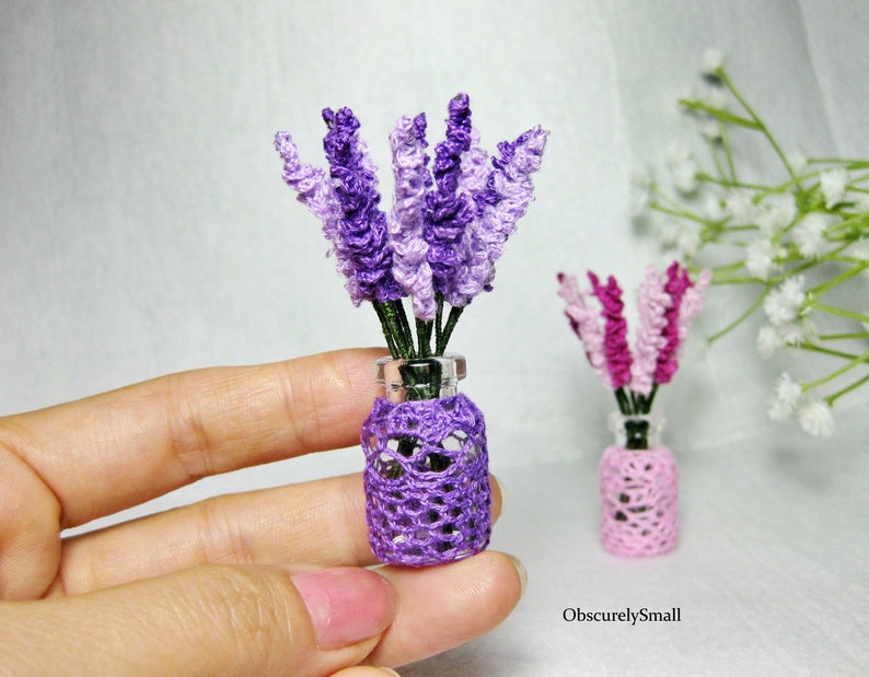 Tiny Crochet Lavender Flower Pot Amigurumi Flower Made to Order image 6