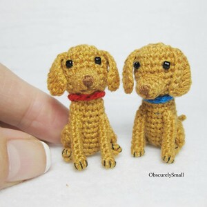 Mini gehaakte vizsla: handgemaakte amigurumi-hond (1,4 inch)