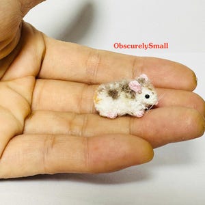 Micro Crochet Hamster: Tiny Miniature Dollhouse Animal tricolor