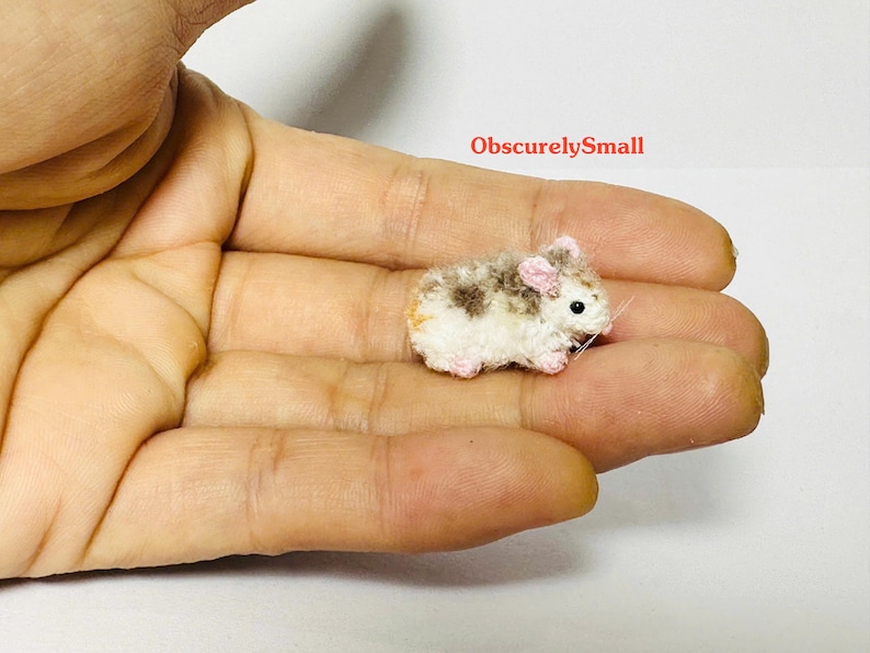 Micro Crochet Hamster: Tiny Miniature Dollhouse Animal tricolor