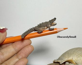 Micro Crochet Crocodile: Tiny Gray Miniature Alligator, Made To Order