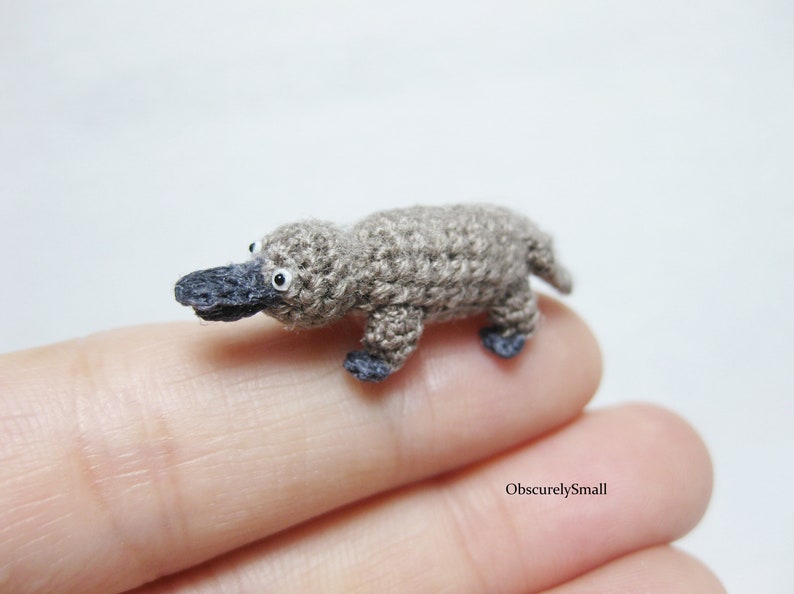 Tiny Crochet Platypus  Miniature Amigurumi Platypus  Made to Gray