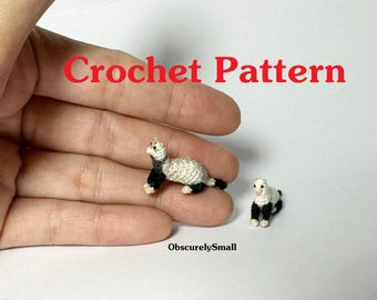 Tiny Crochet Ferret Pattern: Miniature Amigurumi (PDF Files)
