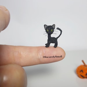猫 - かわいい黒猫 - マイクロミニ猫 - 編みぐるみかぎ針編み猫子猫 - オーダーメイド