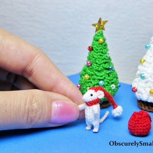 Miniature Crochet Christmas Mouse - Amigurumi Mouse - Made to Order