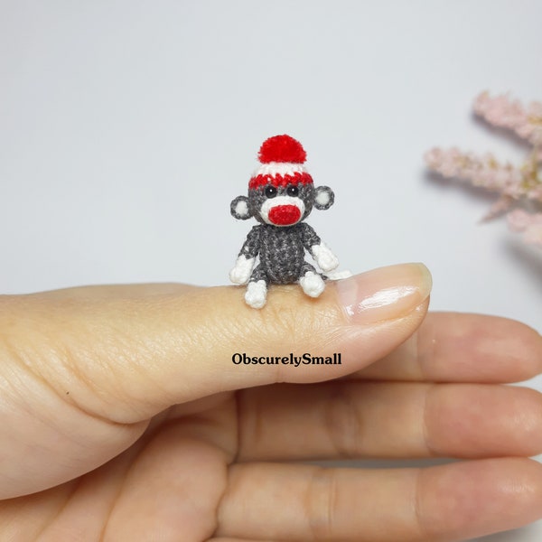 Sockenaffe - Winziger Sockenaffe - Miniatur Affe - Mikro-Häkelaffe - Amigurumi Tiere - Gehäkelte Miniatur-Sockenaffe
