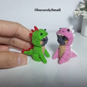 Tiny Crochet Pug: Dinosaur Costume, Amigurumi Dog