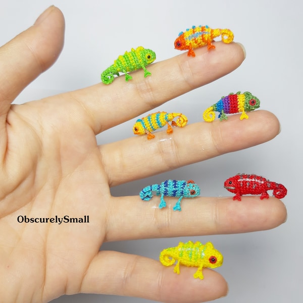 Chameleon - Micro Crochet Chameleon - Miniature Chameleon - Tiny Amigurumi Animals