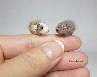 Micro Guinea Pig Amigurumi - Tiny Crochet Dollhouse -  Miniature Animal - Made To Order
