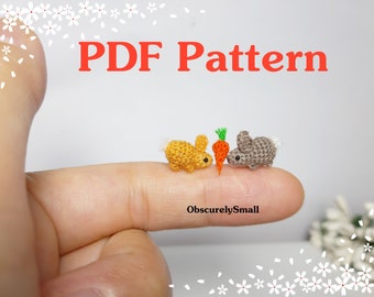 Mini Crochet Rabbit with a Carrot  Pattern - Amigurumi Pattern - PDF Files Instant Download