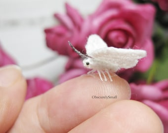 Tiny Crochet White Moth - Amigurumi Moth - Made to Order
