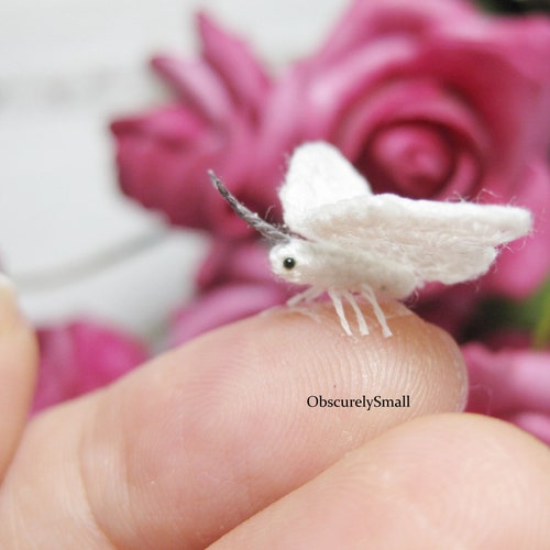 Tiny Crochet White Moth - Amigurumi Moth - Made to Order