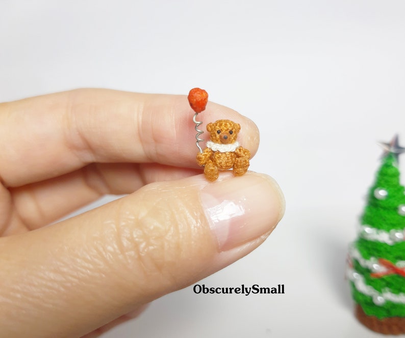 Micro crochet bear Tiny Bear Amigurumi Animals Dolls House Toys image 6