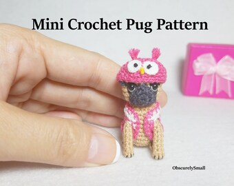 Tiny Crochet Pug Pattern: Amigurumi Dog (PDF Files Instant Download)