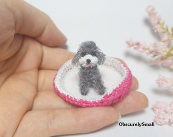 Miniature Poodle - Tiny Silver Beige Poodle -  Crochet dog - Crochet Poodle