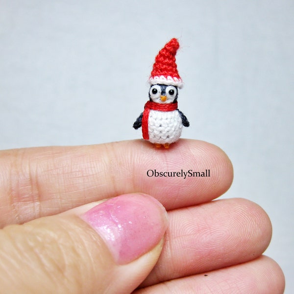 Crochet Penguin - Tiny Penguin - Dollhouse Miniature Crocheted Bird Stuff Animal - Miniature Penguin - Made to Order