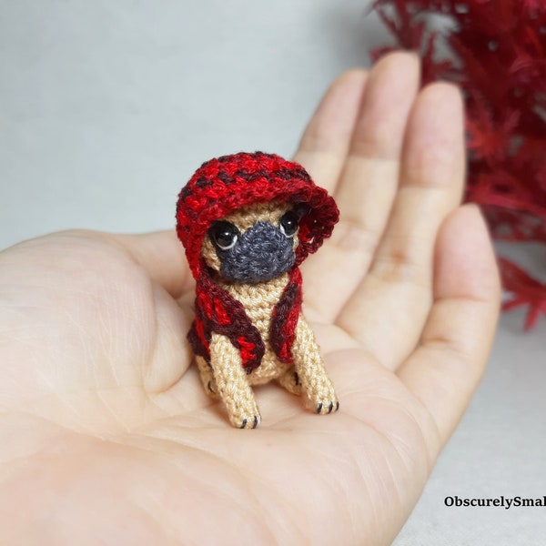 Carlin miniature au crochet, Mini carlin en peluche, chien Amigurumi