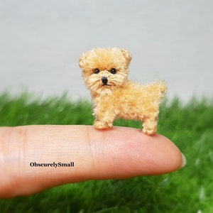 Mini Crochet Fawn Maltese Dog - Adorable Dog Amigurumi - Made to Order