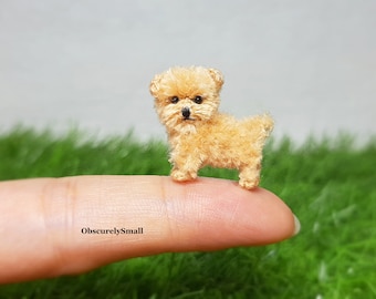 Mini Crochet Fawn Maltese Dog - Adorable Dog Amigurumi - Made to Order