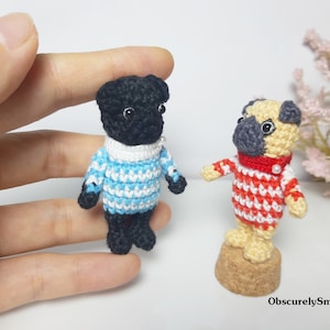 Pug  -  Crochet Pug - Amigurumi dog - Miniature Crochet Animals - Made to order