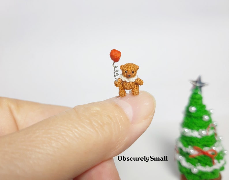Micro crochet bear Tiny Bear Amigurumi Animals Dolls House Toys image 5