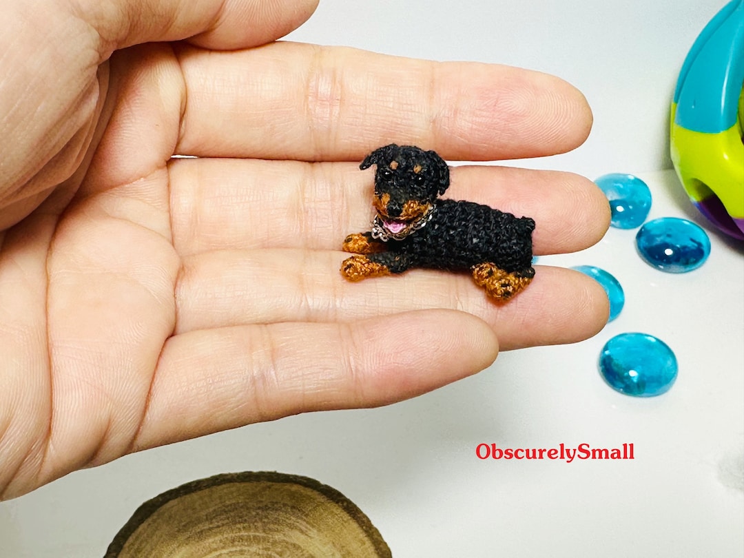 Tiny Crochet Rottweiler: Miniature Stuffed Dog, Dollhouse