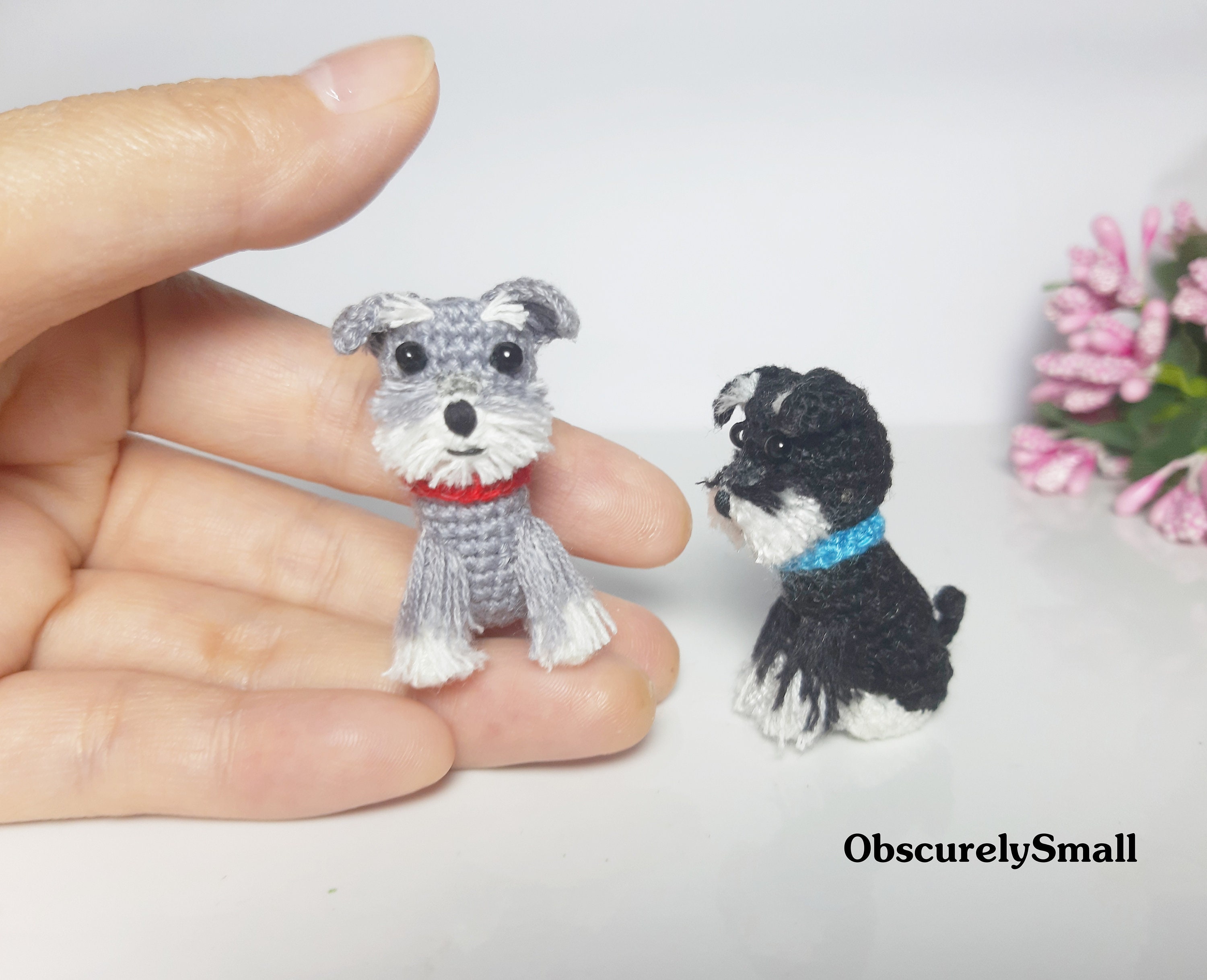 ミニチュアクロシェシュナウザー - 編みぐるみ犬 - ミニぬいぐるみ犬 - オーダーメイド - Etsy 日本