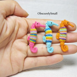 Tiny Crochet Rainbow Seahorse: Miniature Stuffed Animal