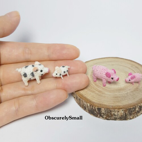 Tiny Crochet Pig - Miniature Pig Crochet, - Amigurumi Tiny Pig - Pig family