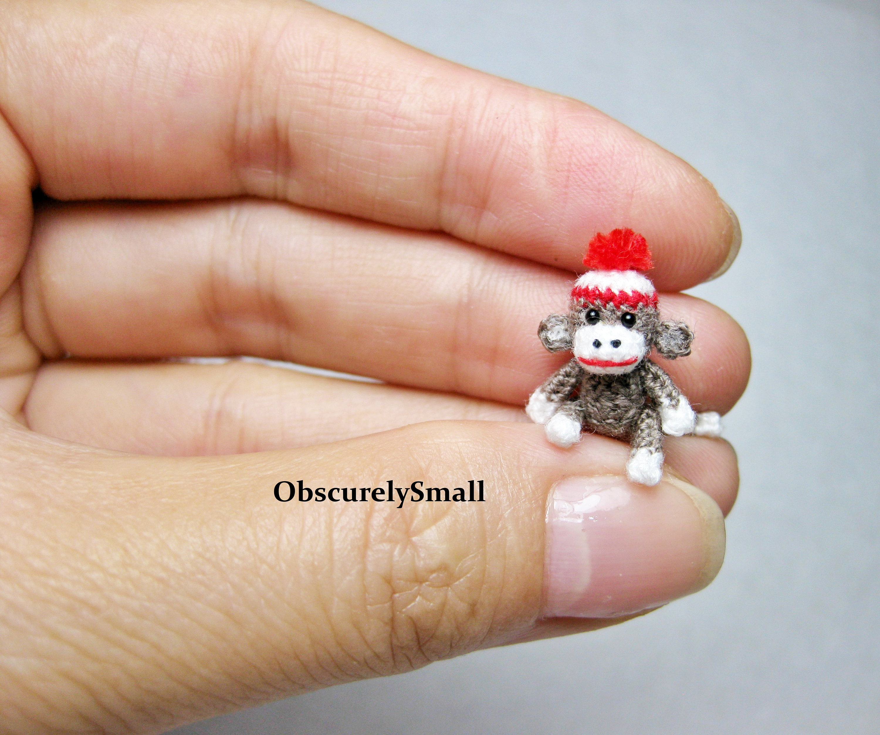 Extreme Tiny Crochet Baby Sock Monkey With a Beanie Amigurumi