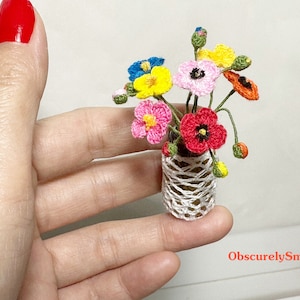 Mini poppy glass - Amigurumi flower - Fairy Flower Garden - Crochet poppy.