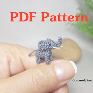 Tiny Crochet Elephant Pattern - Amigurumi Pattern - PDF Files Instant Download