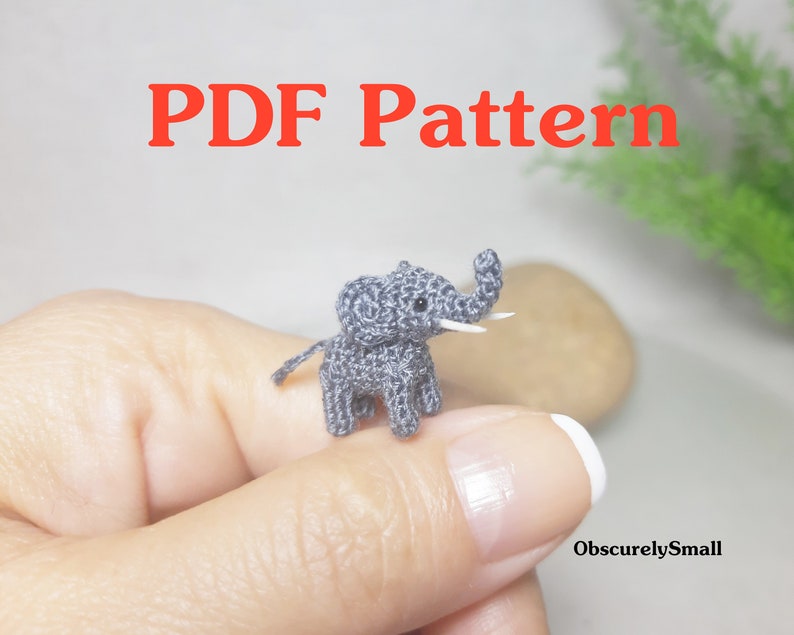 Tiny Crochet Elephant Pattern Amigurumi Pattern PDF Files Instant Download image 1