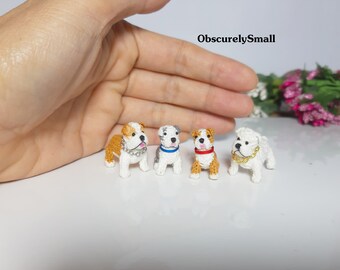 Miniature Bulldog - Micro amigurumi Tiny Crochet Dog - Amigurumi Bulldog - Made to Order