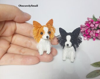 ミニパピヨン犬 - 小さなかぎ針編みのミニチュア犬のぬいぐるみ
