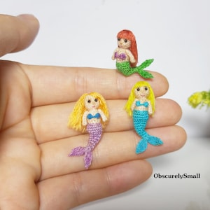 Muñeca Sirena de Crochet: Amigurumi Miniatura (1.2 pulgadas)