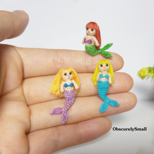 SALE OFF ITEMS - Tiny Mermaid - Miniature  Mermaid - Amigurumi Doll - Crochet Tiny Doll