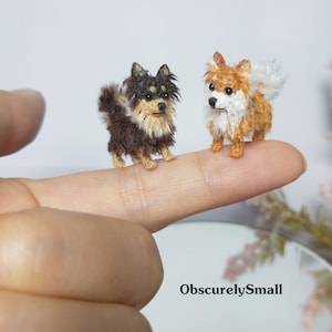 Tiny Long Haired Chihuahua Crochet - Miniature Long Hairehuad Chihuahua - Dollhouse - Micro Amigurumi Dog
