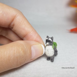 Tiny Crochet Raccoon - Micro Amigurumi Raccoon - Miniature Raccoon