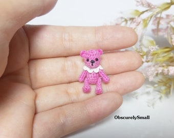 Tiny Fluffy Miniature 1 Inch Teddy Bear - Amigurumi Bear - Made to Order