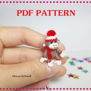 Mini Crochet Sock Monkey - Amigurumi Pattern - PDF Files Instant Download