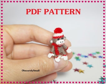 Mini Crochet Sock Monkey - Amigurumi Pattern - PDF Files Instant Download