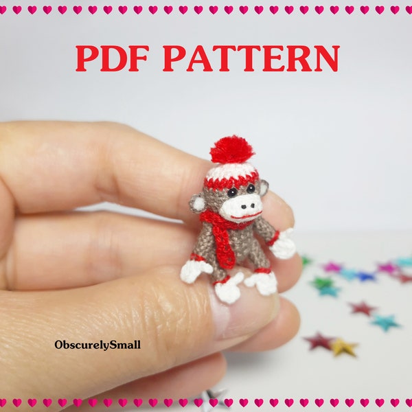 Mini Crochet Sock Monkey - Amigurumi Pattern - PDF Files Instant Download