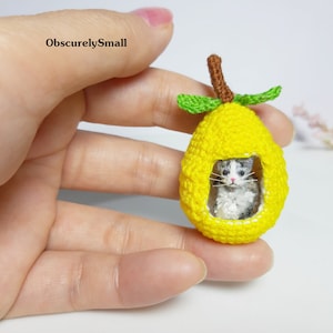 Miniature Crochet Cat in Lemon - Tiny Amigurumi - Made to Order
