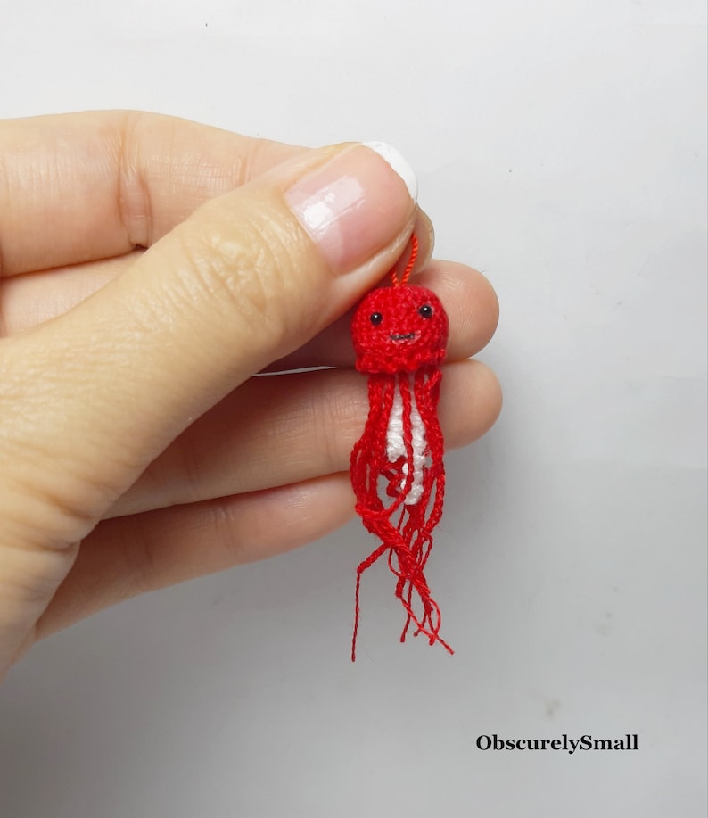Tiny Crochet Jellyfish   Amigurumi  Jellyfish  Made to Order Red