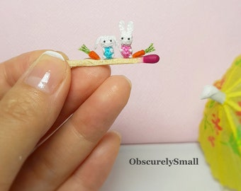 Miniature Crochet Rabbit Amigurumi With Carrot - Amigurumi Bunny - Made To Order