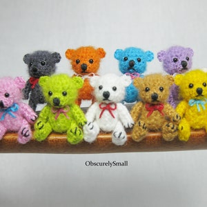 Tiny Fluffy Miniature 1 Inch Teddy Bear - Amigurumi Bear - Made to Order