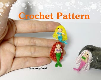 Crochet Miniature Mermaid Pattern, Amigurumi Doll (PDF Pattern)
