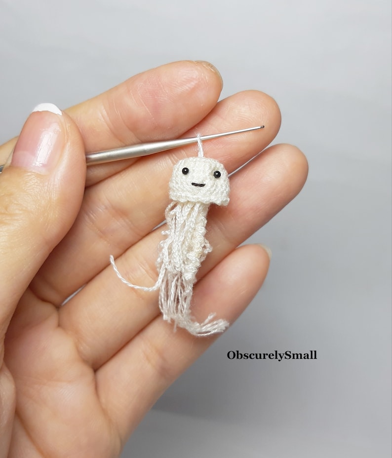 Tiny Crochet Jellyfish   Amigurumi  Jellyfish  Made to Order White