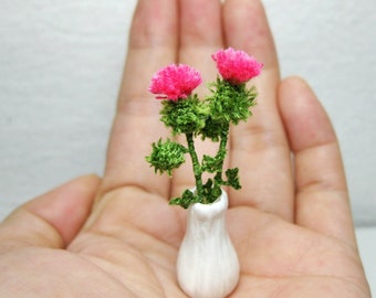 Miniature Thistle Scottish Flowers - Amigurumi Flowers - Made to Order